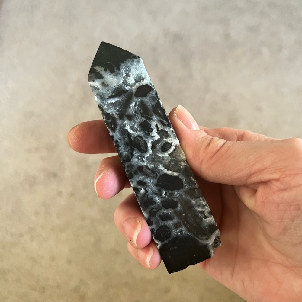 Black Sphalerite Druzy Tower | Natural Stone Crystal Point Gemstone Obesick Wand